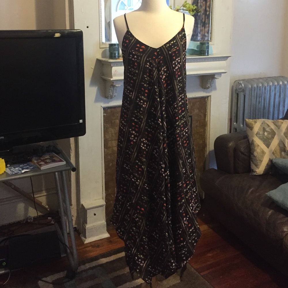 Anthropologie Black and Red Patterned Dress